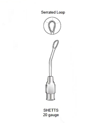 SHEETS IRRIGATION VECTIS CANNULA SERRATED LOOP, 20 GAUGE